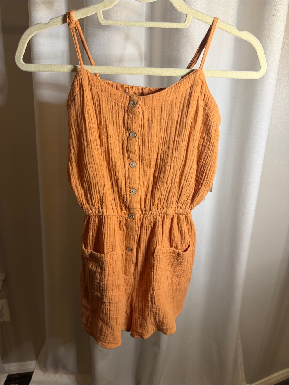 Arizona Jean Company Rust Orange Button-Front Romper